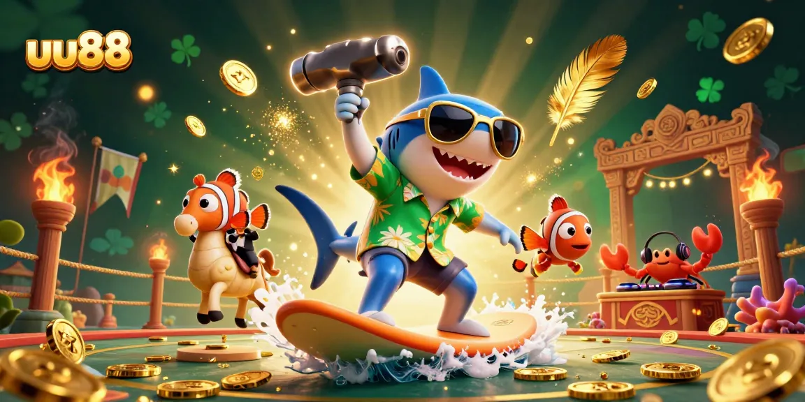 Experience thrilling wins at uu88 with our vibrant cartoon casino illustration featuring exciting underwater elements.
