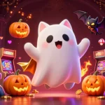 Experience thrilling gameplay at sunwin3 with a ghost cat and vampire bat in a haunted casino.