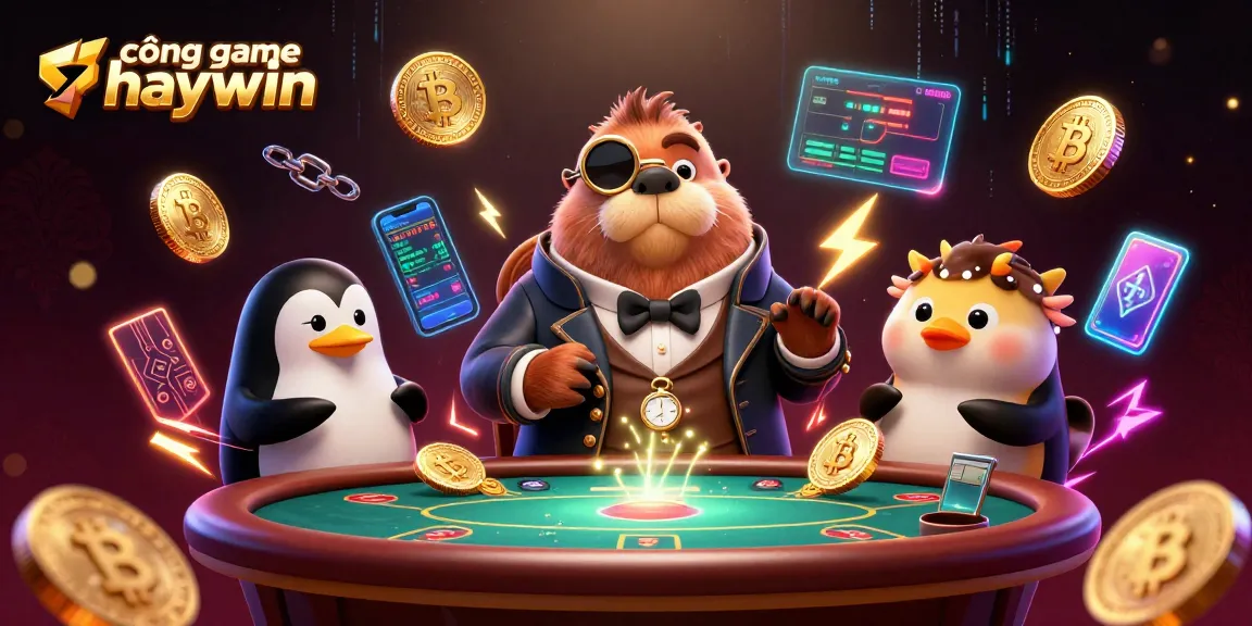 Engage with cổng game haywin in a thrilling underwater poker scene featuring animated characters.